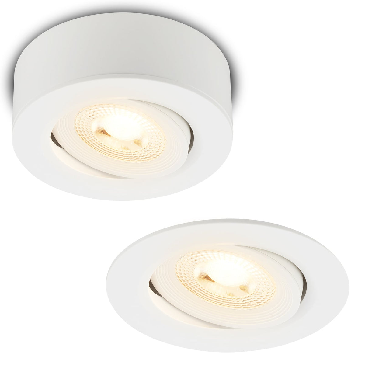 LED innbyggingsspot Desi svingbar hvit Ø9 cm 5W varmhvit forfra