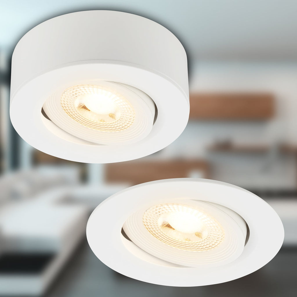 Montert LED innbyggingsspot Desi svingbar hvit Ø9 cm 5W varmhvit i tak