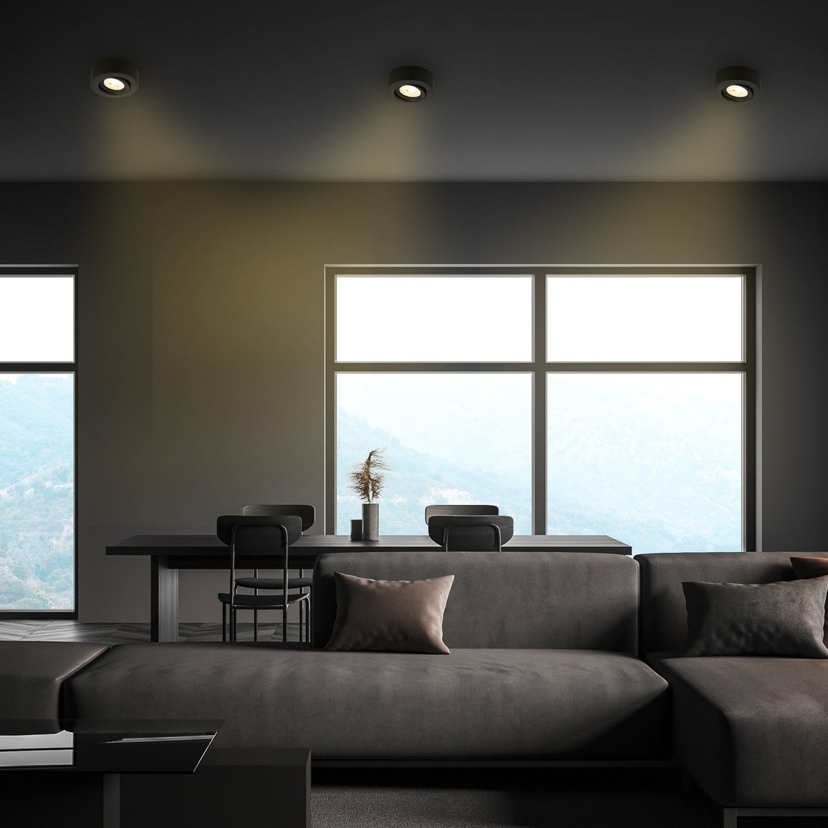 LED innbyggingsspot Desi svingbar svart Ø9 cm 5W 3000K detalj