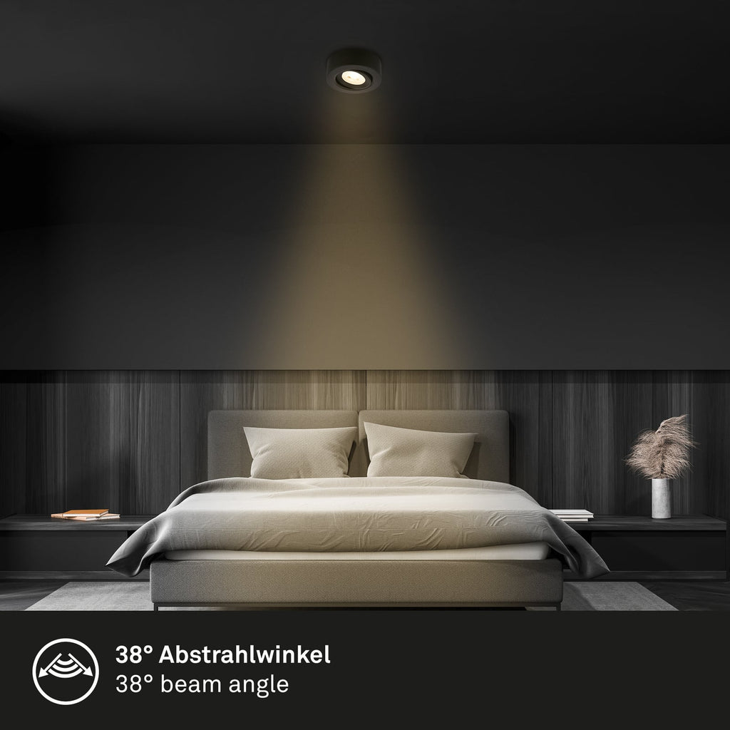 LED innbyggingsspot Desi svingbar svart Ø9 cm 5W 3000K sideprofil