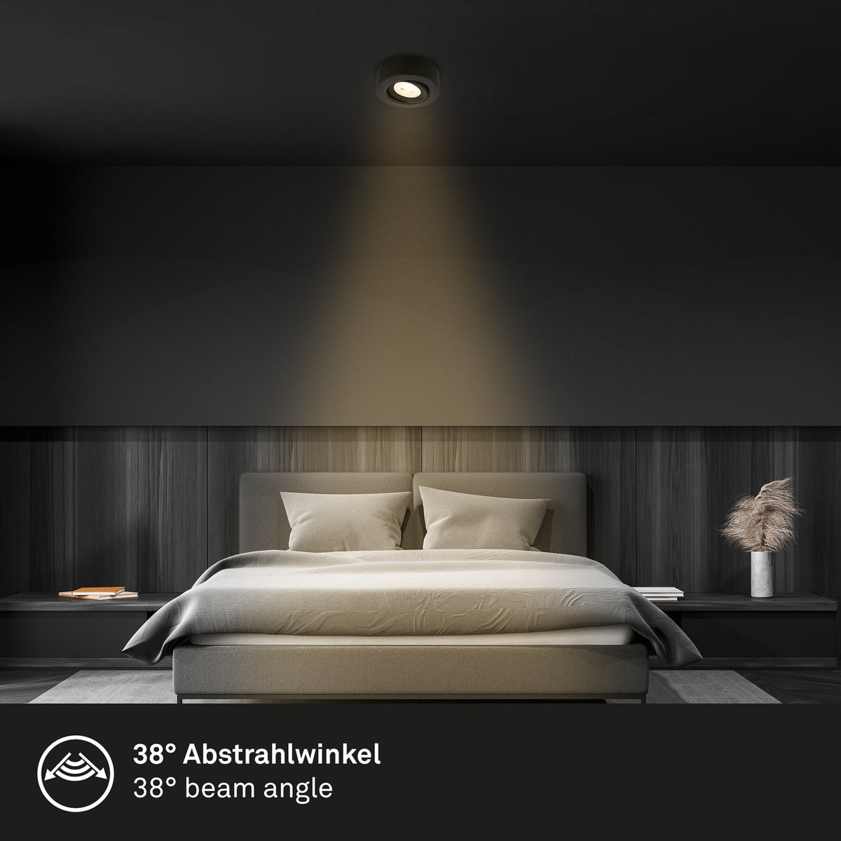 LED innbyggingsspot Desi svingbar svart Ø9 cm 5W 3000K sideprofil