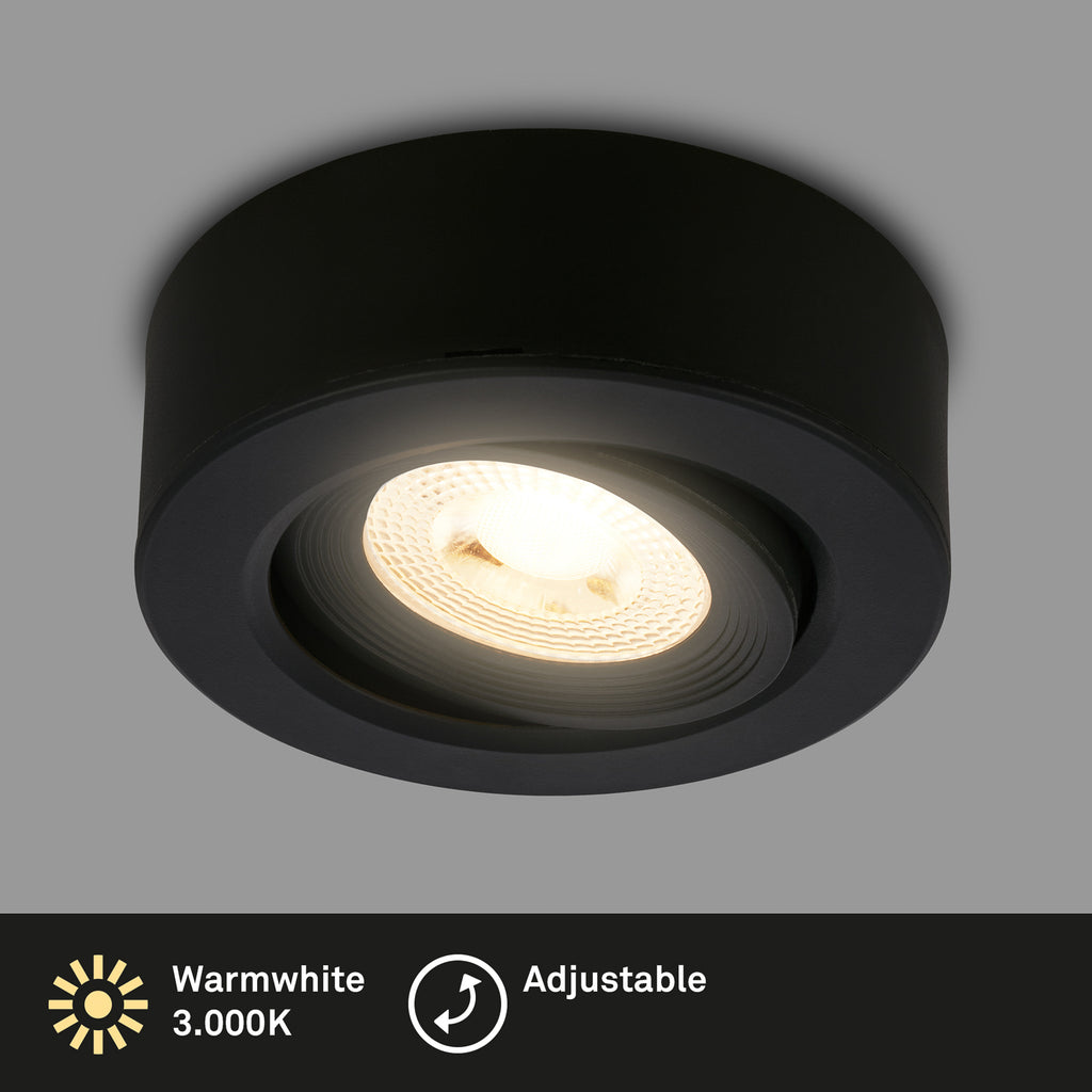 LED innbyggingsspot Desi svingbar svart Ø9 cm 5W 3000K svingbar del