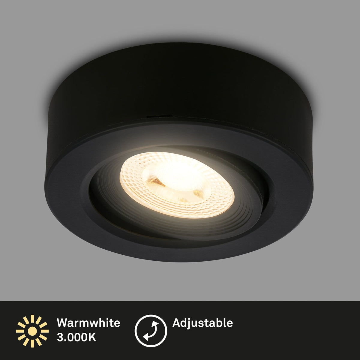 LED innbyggingsspot Desi svingbar svart Ø9 cm 5W 3000K svingbar del