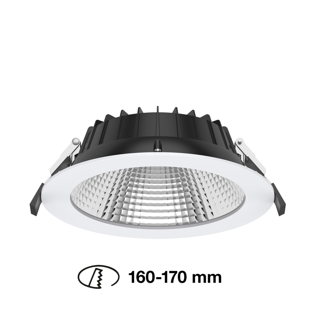 LED innbyggingsspot dimbar Ø19 cm CCT IP54 hvit 13W bakside