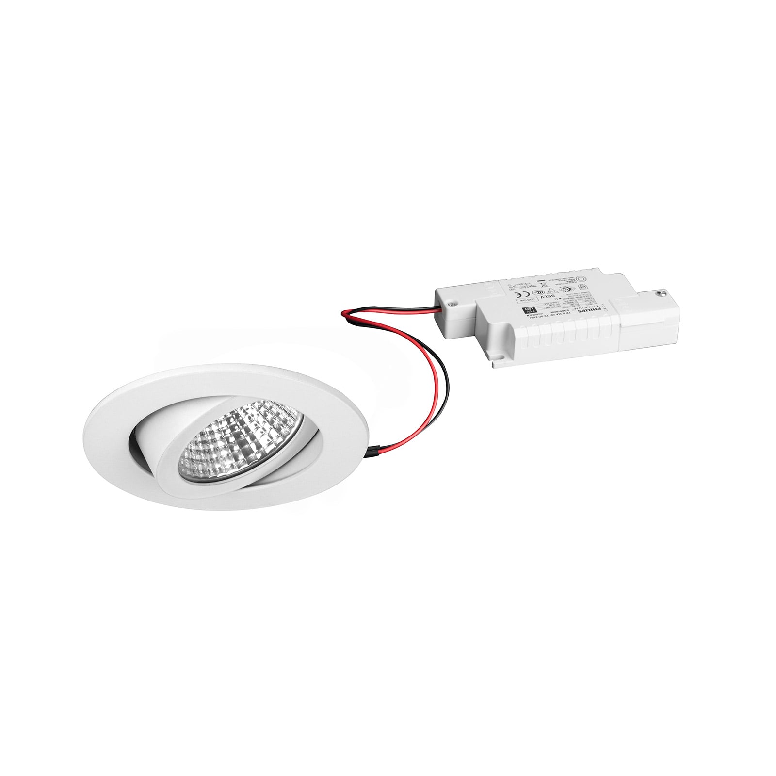 LED innbyggingsspot dimbar svingbar rund hvit 7W 3000K - BRUMBERG forfra