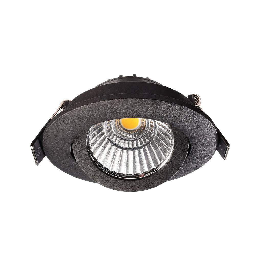 LED innbyggingsspot Dione dimbar svart Ø8,2 cm 4000K forfra