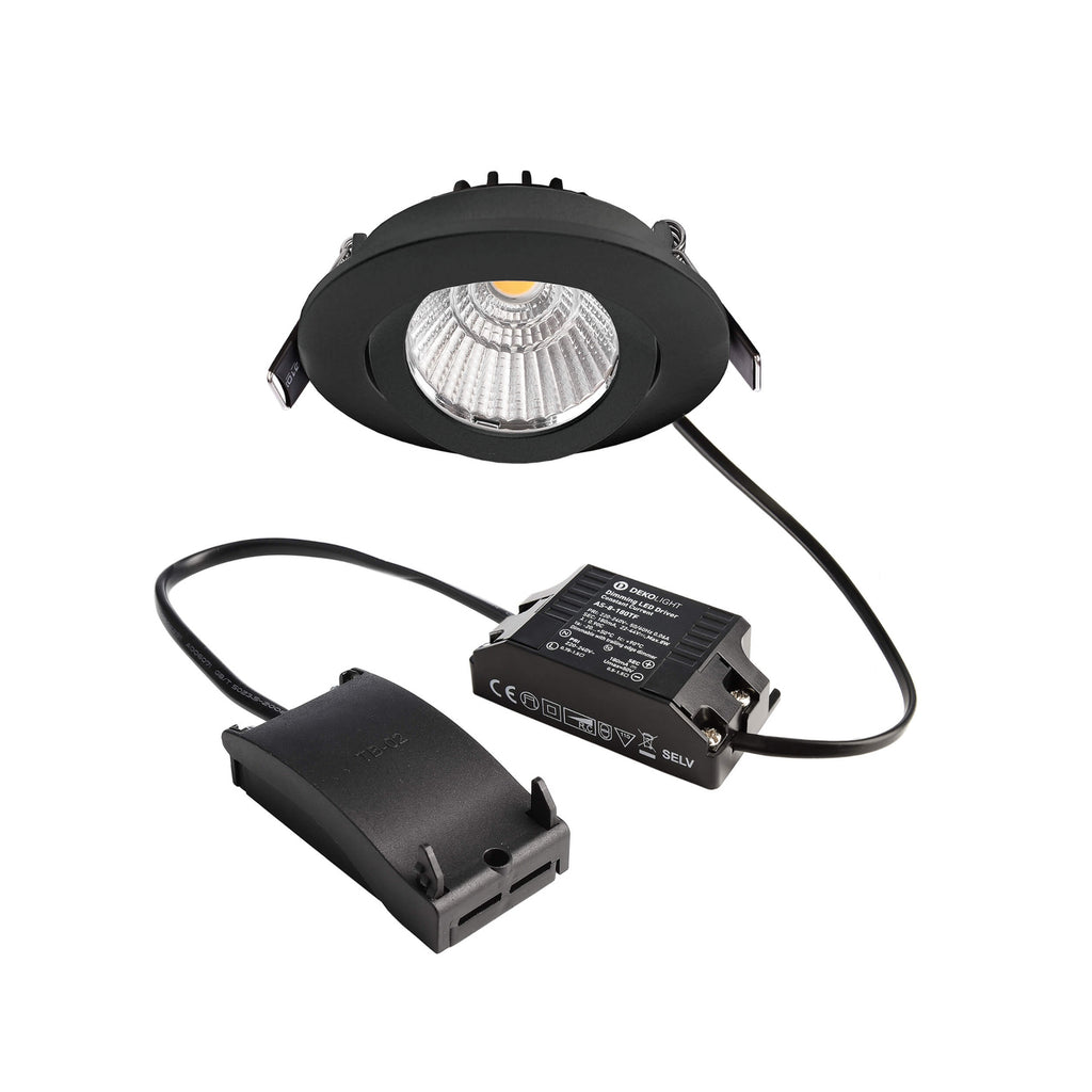 Bakside av LED innbyggingsspot Dione dimbar svart Ø8,2 cm 4000K