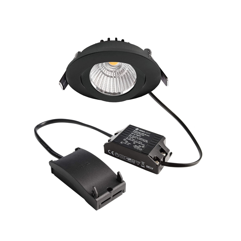 Bakside av LED innbyggingsspot Dione dimbar svart Ø8,2 cm 4000K