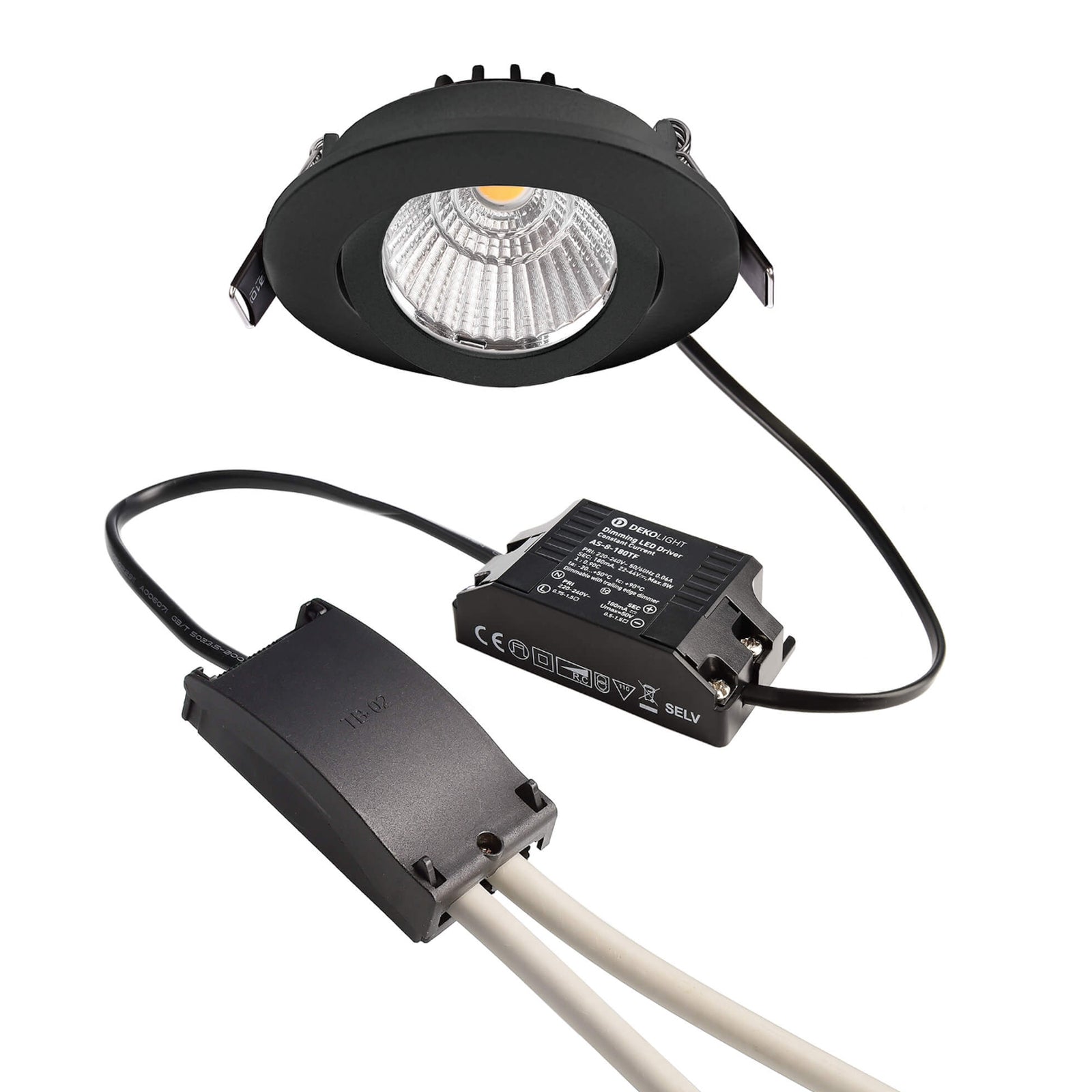 LED innbyggingsspot Dione dimbar svart Ø8,2 cm 4000K - Deko-Light