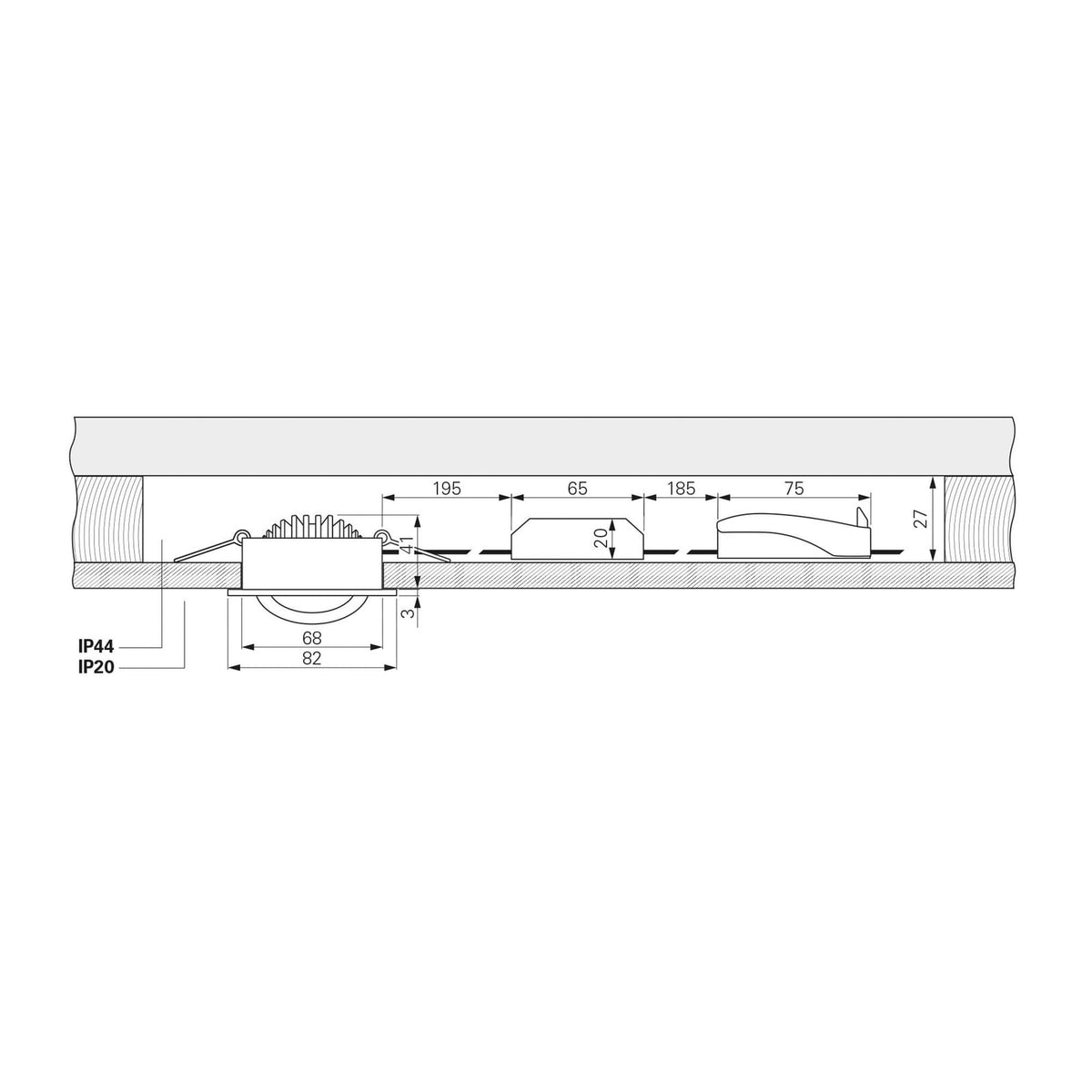LED innbyggingsspot Dione dim-to-warm hvit detalj