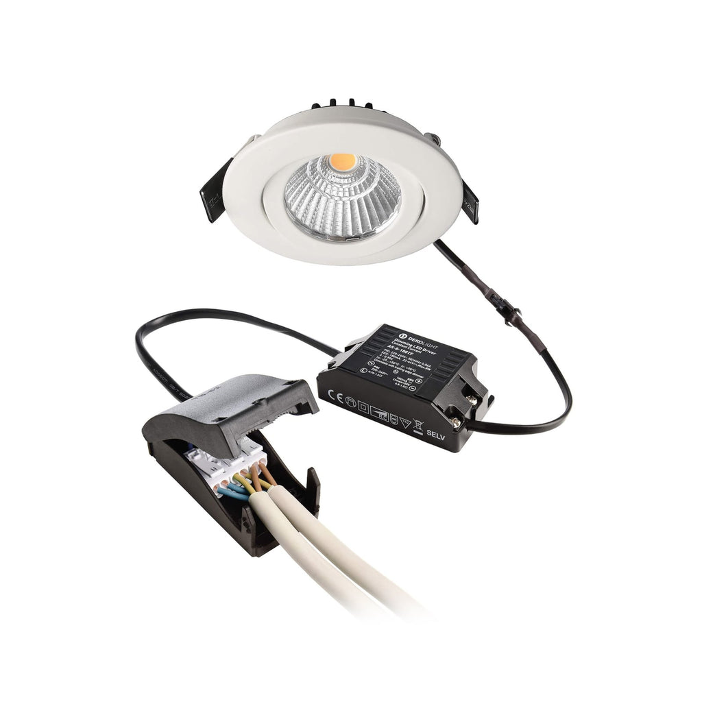 LED innbyggingsspot Dione dim-to-warm hvit med tilkoblingsboks