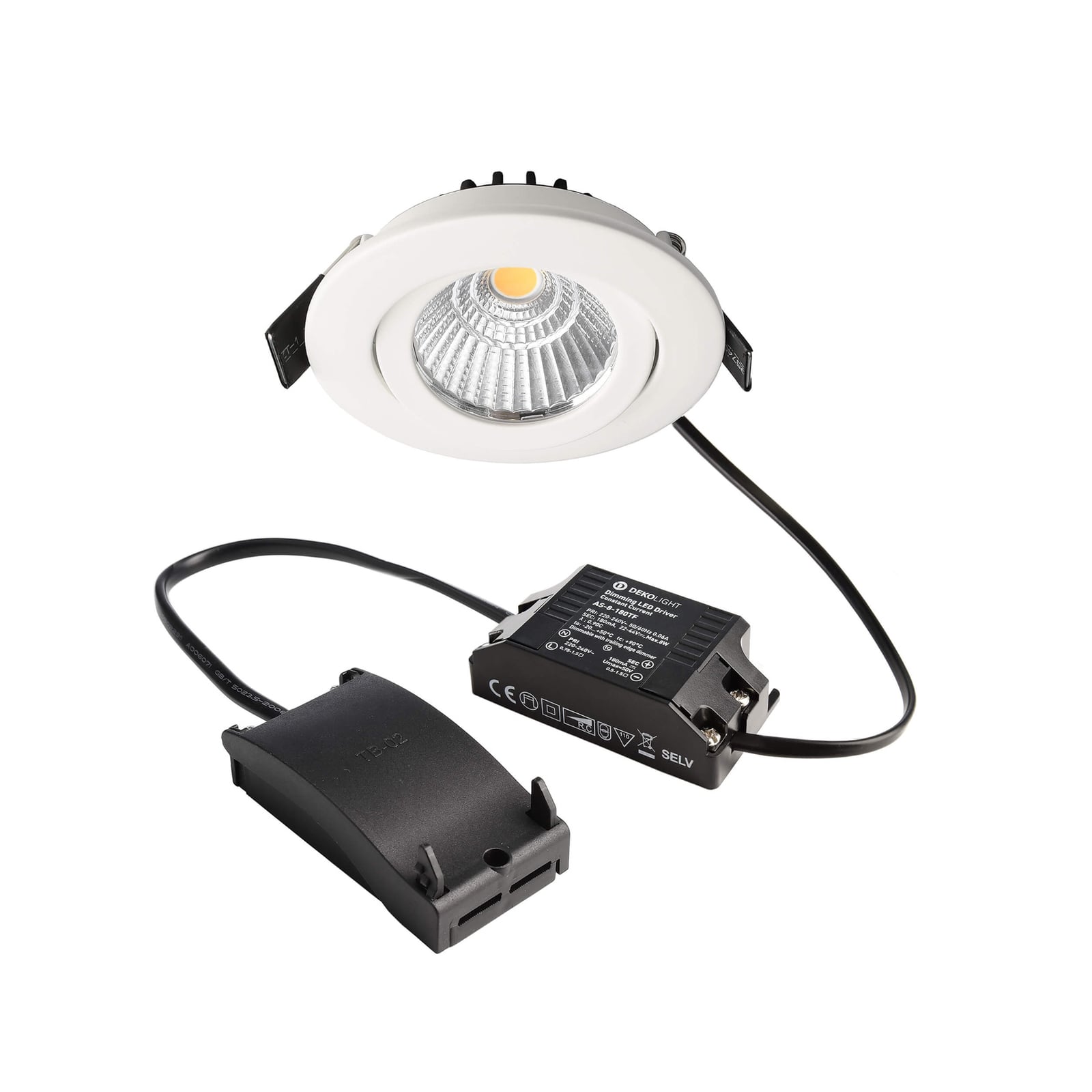 LED innbyggingsspot Dione dimbar hvit Ø8,2 cm forfra