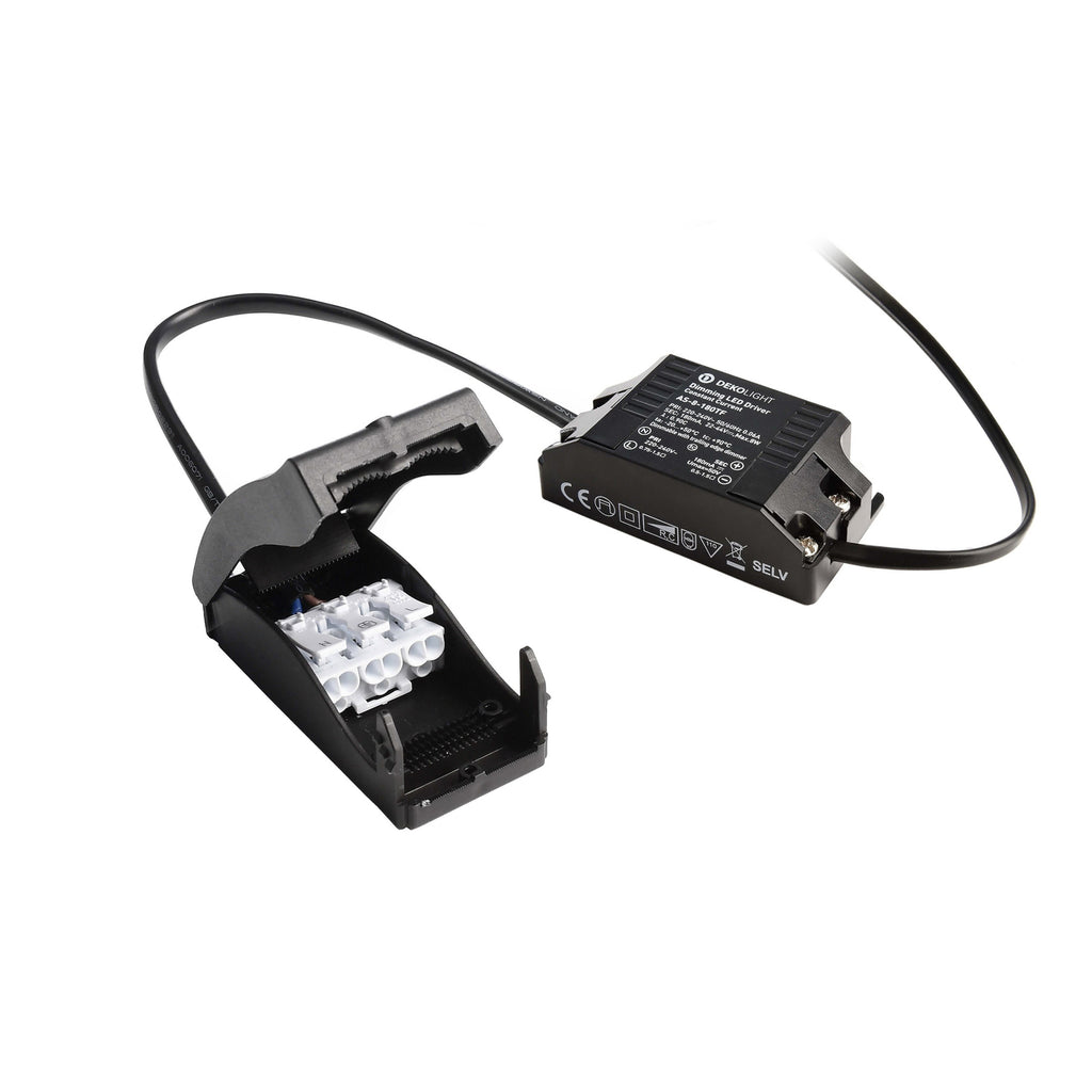 LED innbyggingsspot Dione dimbar hvit tilkoblingsboks og nettadapter