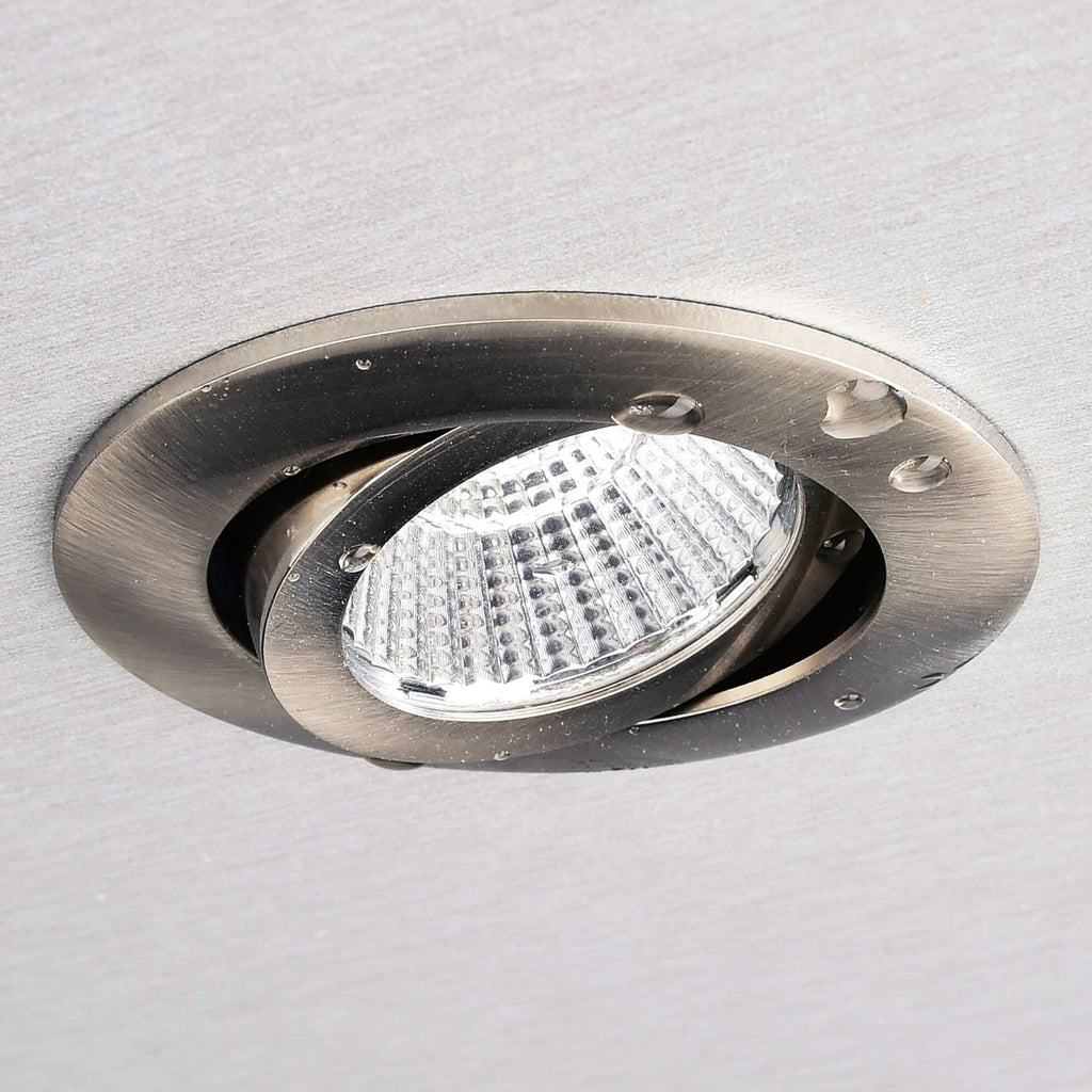 Forfra LED innbyggingsspot Dione dimbar nikkel IP44 4000K 8,5W