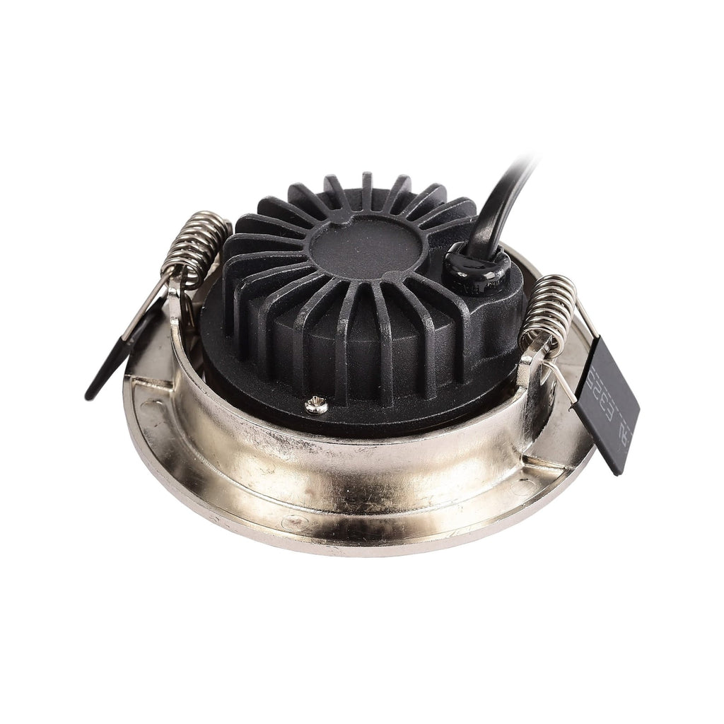 Montert LED innbyggingsspot Dione dimbar nikkel IP44 4000K 8,5W