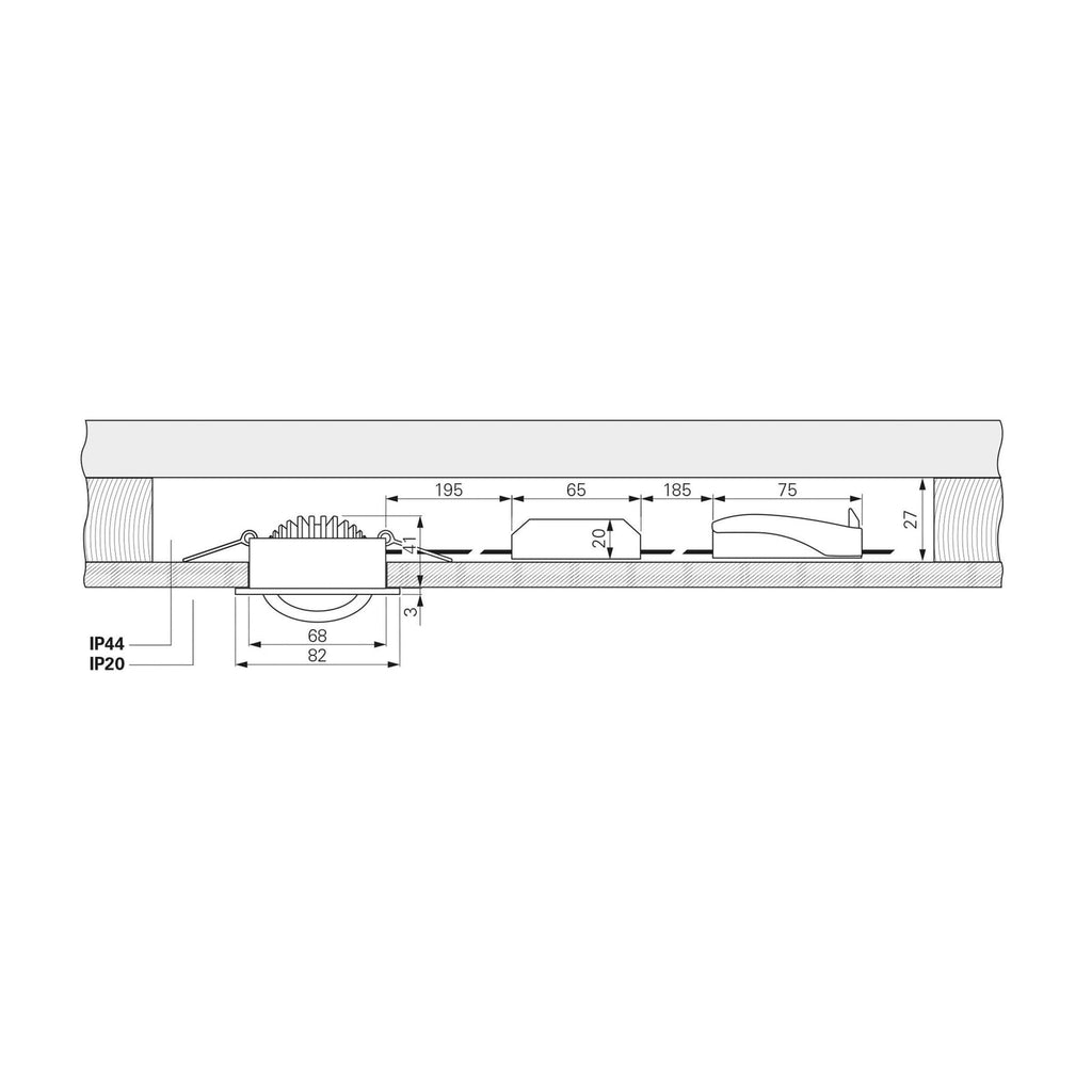 LED innbyggingsspot Dione dimbar nikkel bakside