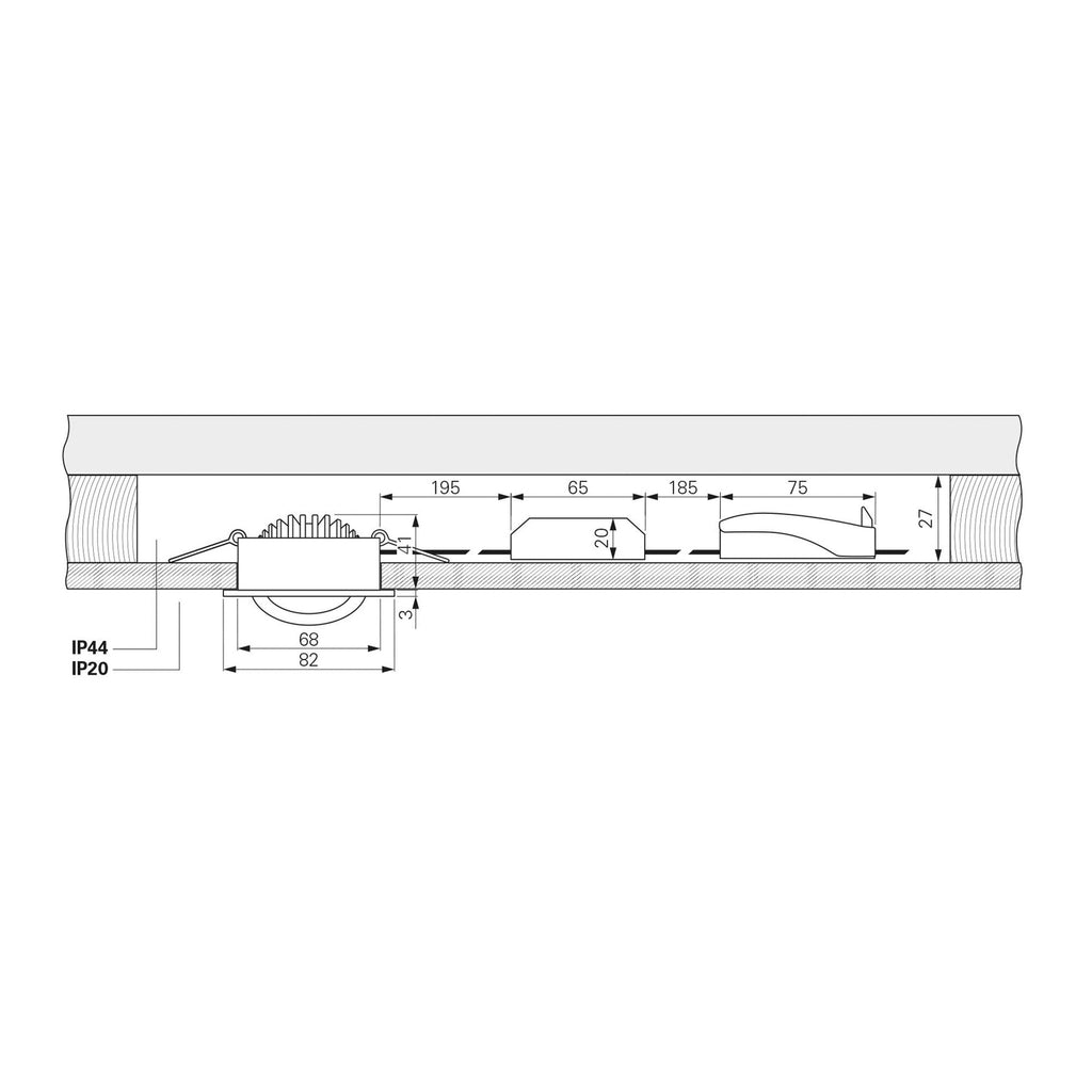 LED innbyggingsspot Dione svingbar dimbar svart 8,5W IP44 bakside