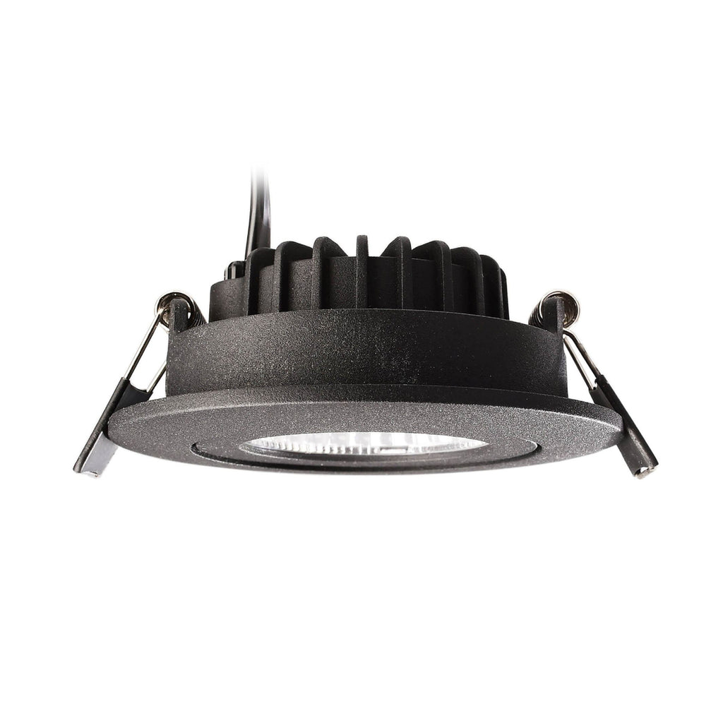 LED innbyggingsspot Dione svingbar dimbar svart 8,5W IP44 montert i tak