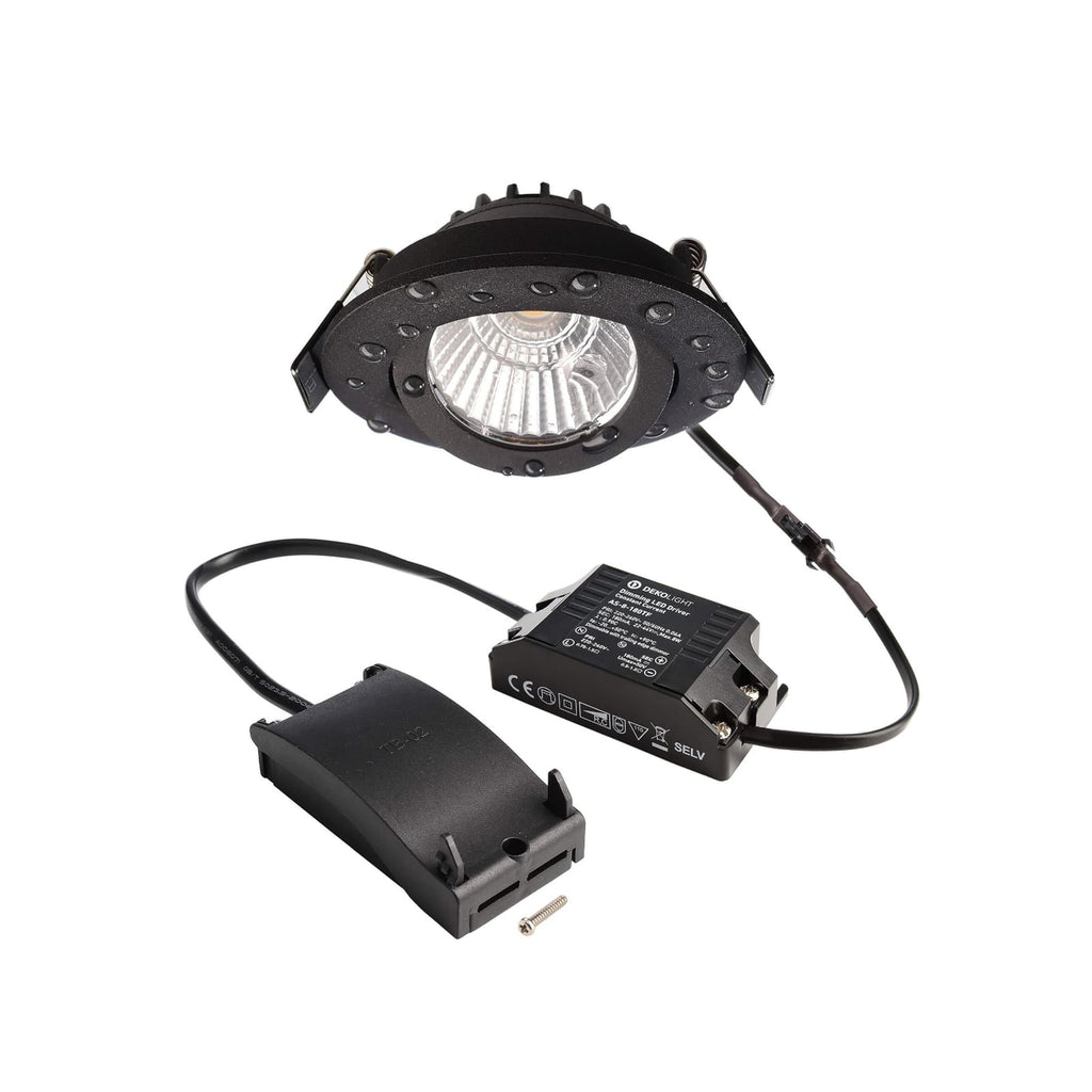 LED innbyggingsspot Dione svingbar svart tilkoblingsboks detalj