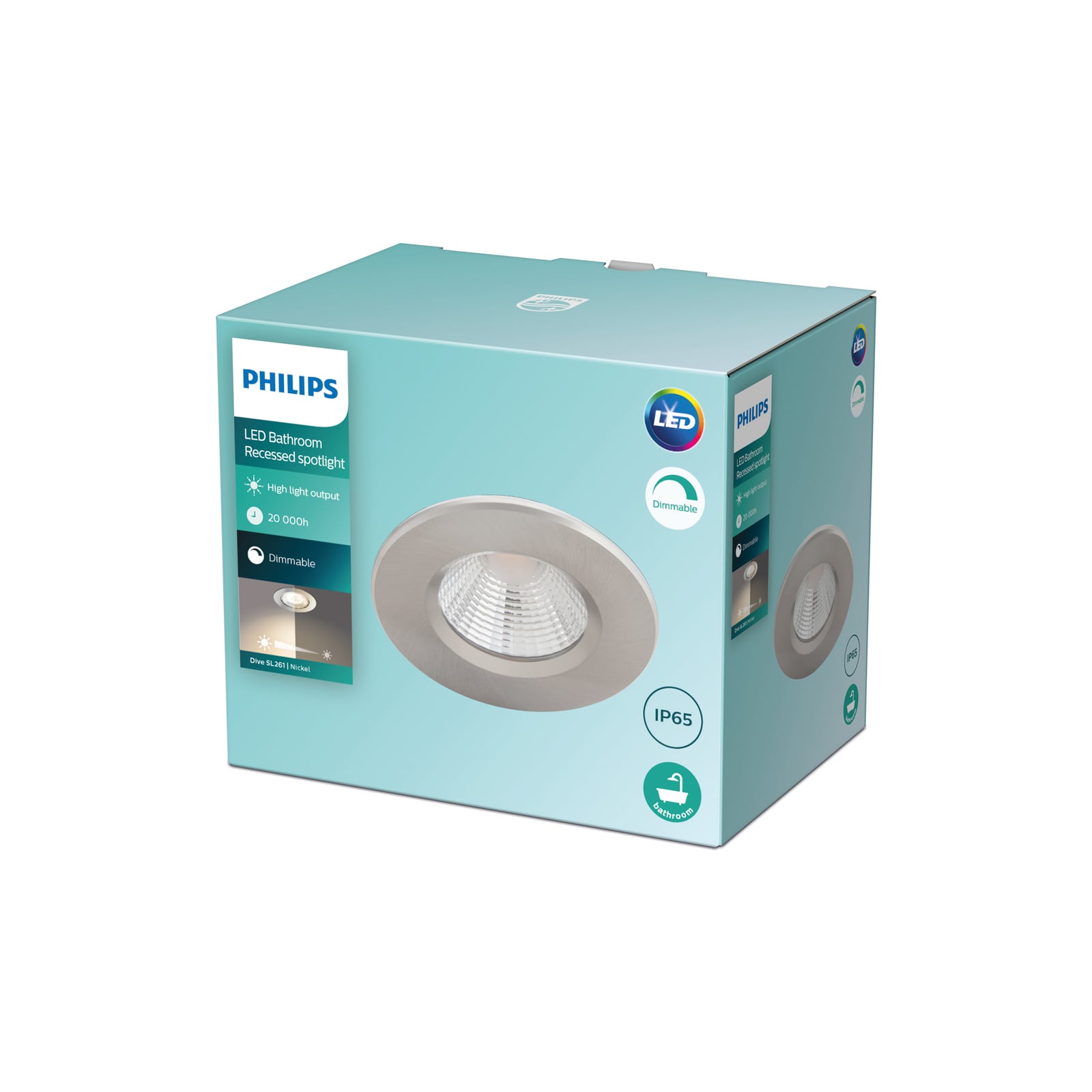 Detalj av LED innbyggingsspot Dive dimbar nikkel IP65 5,5W 2700K - Philips