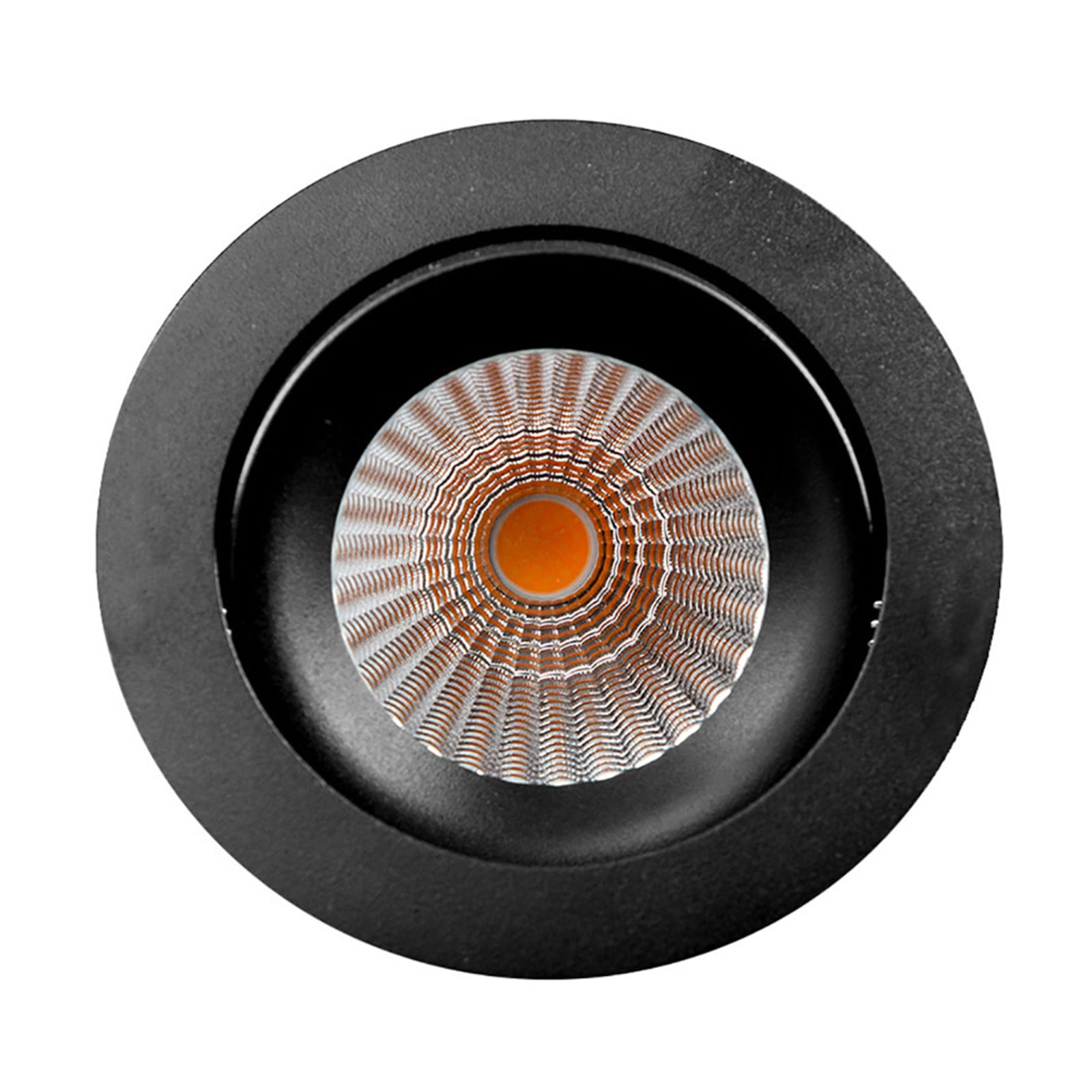 LED innbyggingsspot DL04 svart svingbar IP54 10W montert i tak