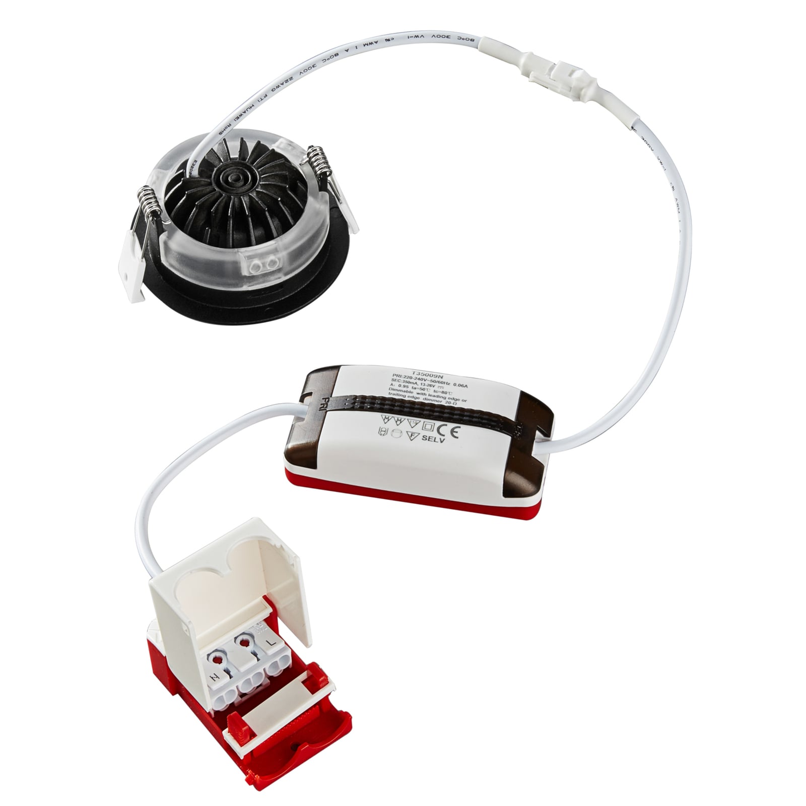LED innbyggingsspot DL6809 dim-to-warm IP44 svart 7W vinklet