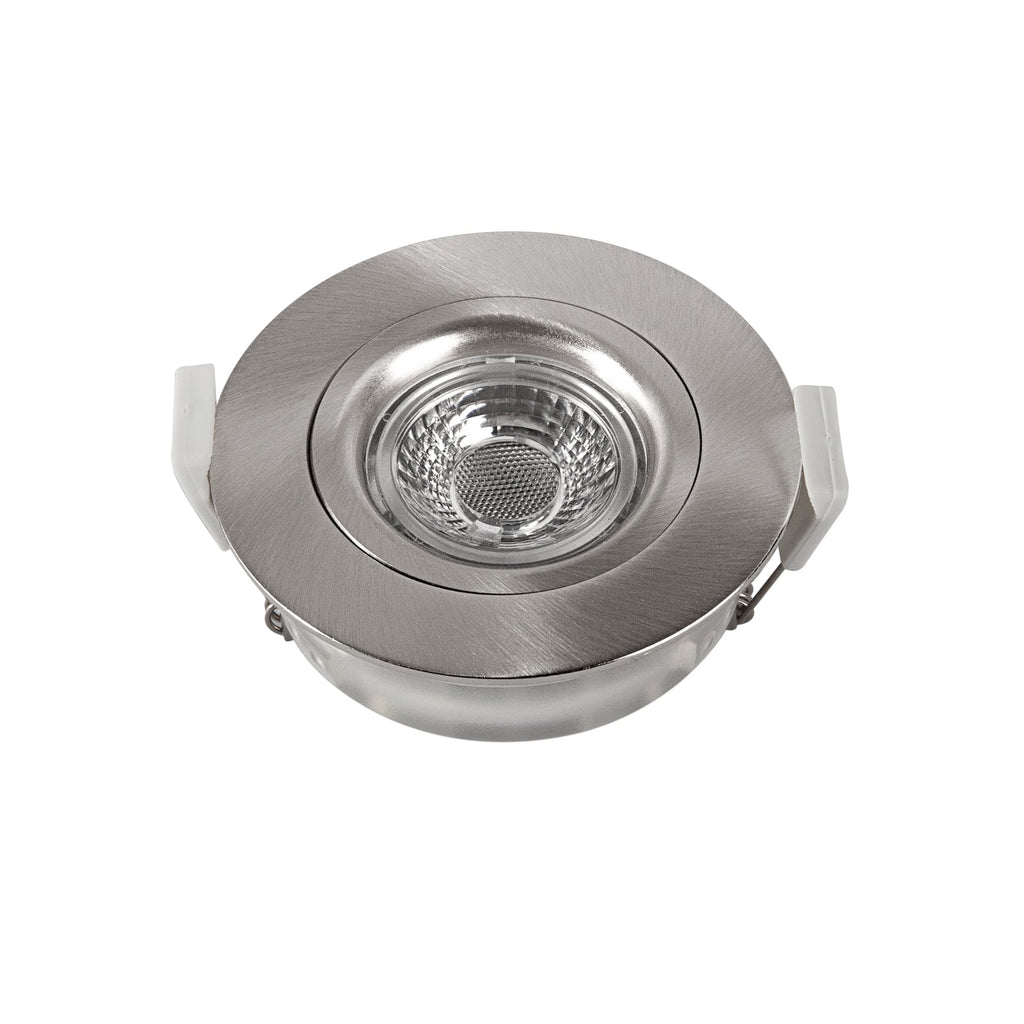 LED innbyggingsspot DL6809 dimbar nikkel IP44 dim-to-warm forfra