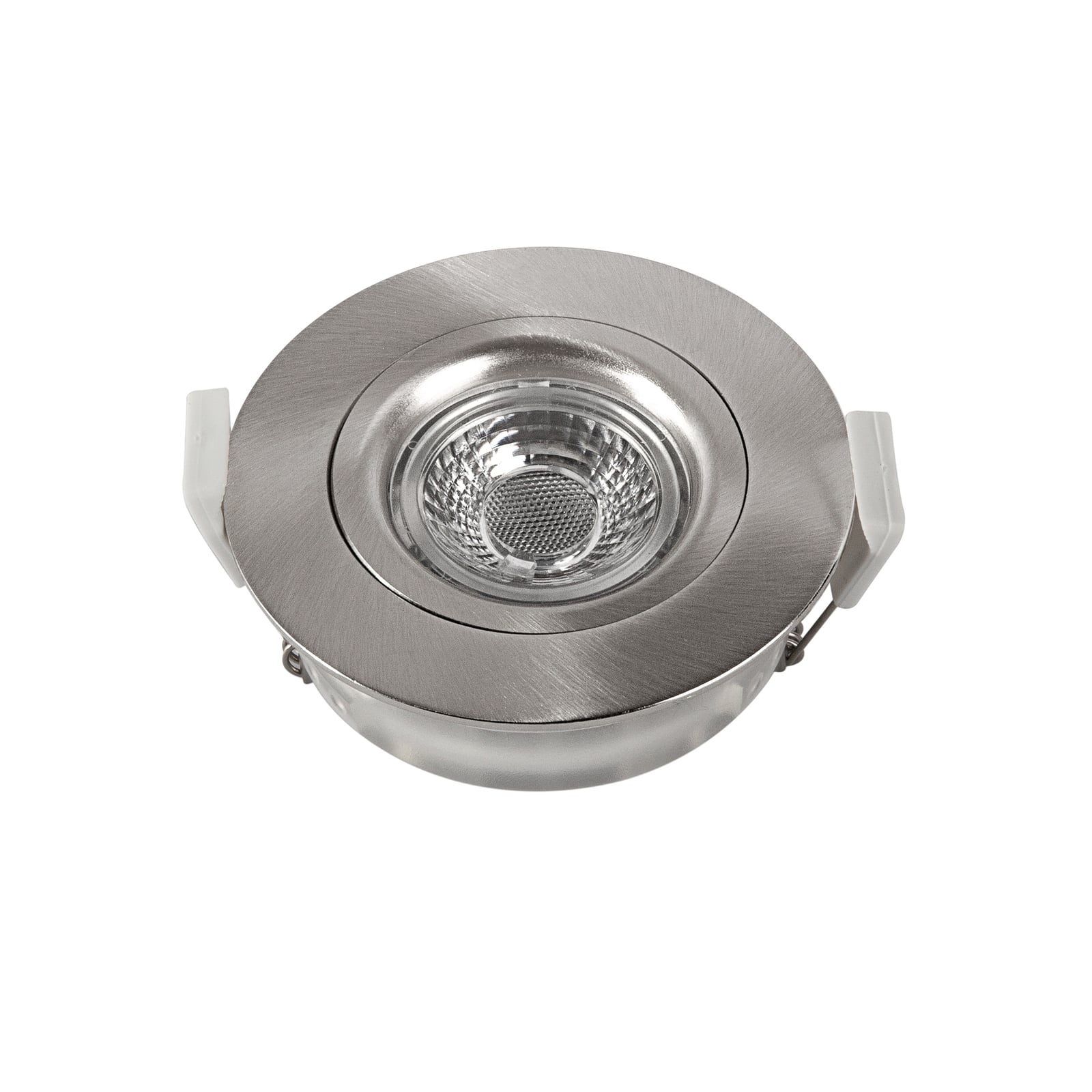 LED innbyggingsspot DL6809 dimbar nikkel IP44 dim-to-warm forfra