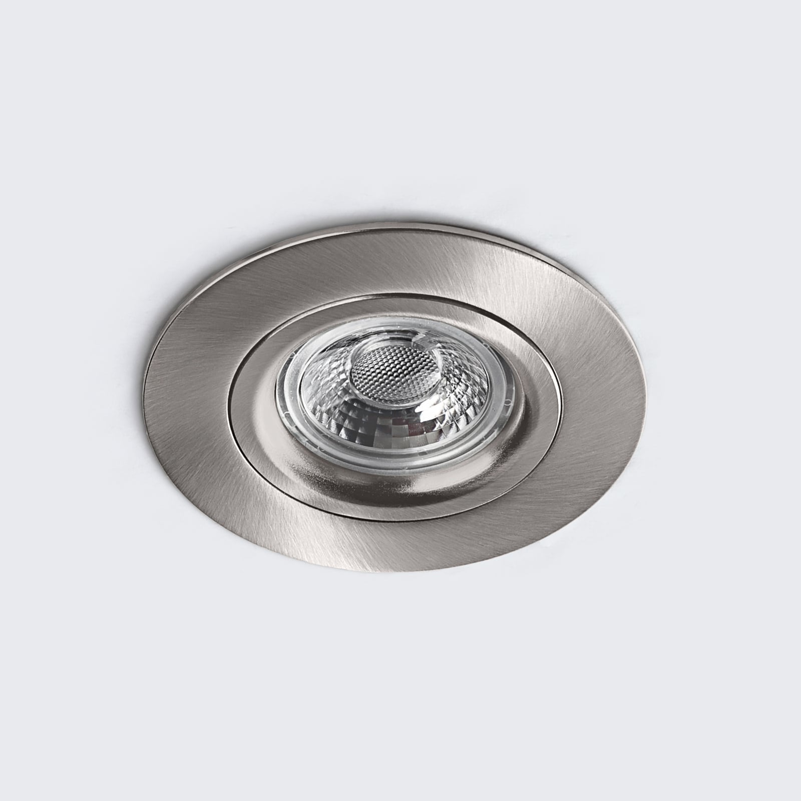 Detaljbilde av LED innbyggingsspot DL6809 dimbar nikkel IP44 dim-to-warm