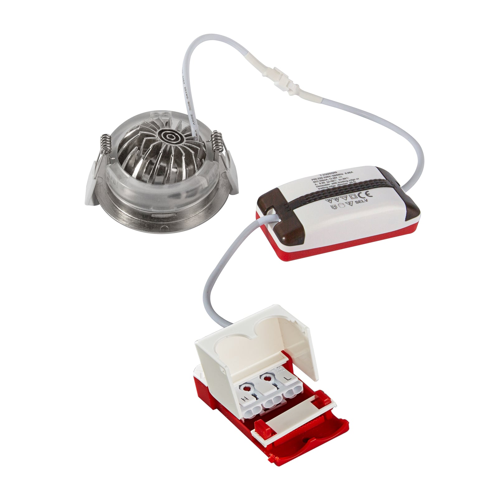 Oversikt av LED innbyggingsspot DL6809 dimbar nikkel IP44 dim-to-warm