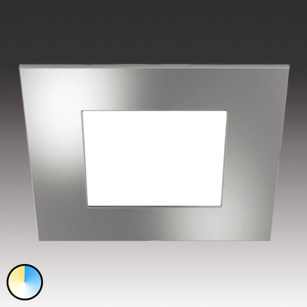 LED innbyggingsspot Dynamic FQ 68 firkantet matt krom IP44 4W Hera forfra