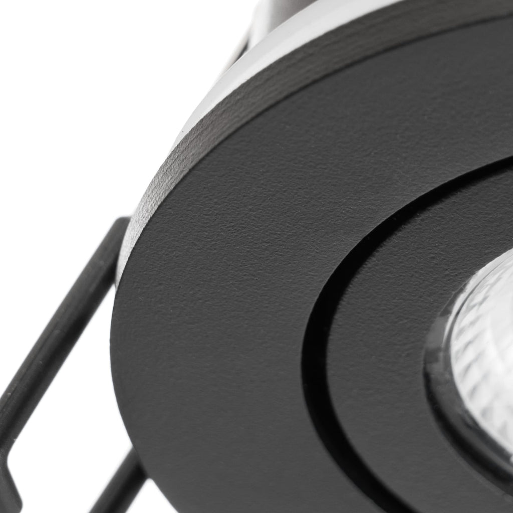 LED innbyggingsspot Eliar svart svingbar CCT dimbar IP65 sideprofil