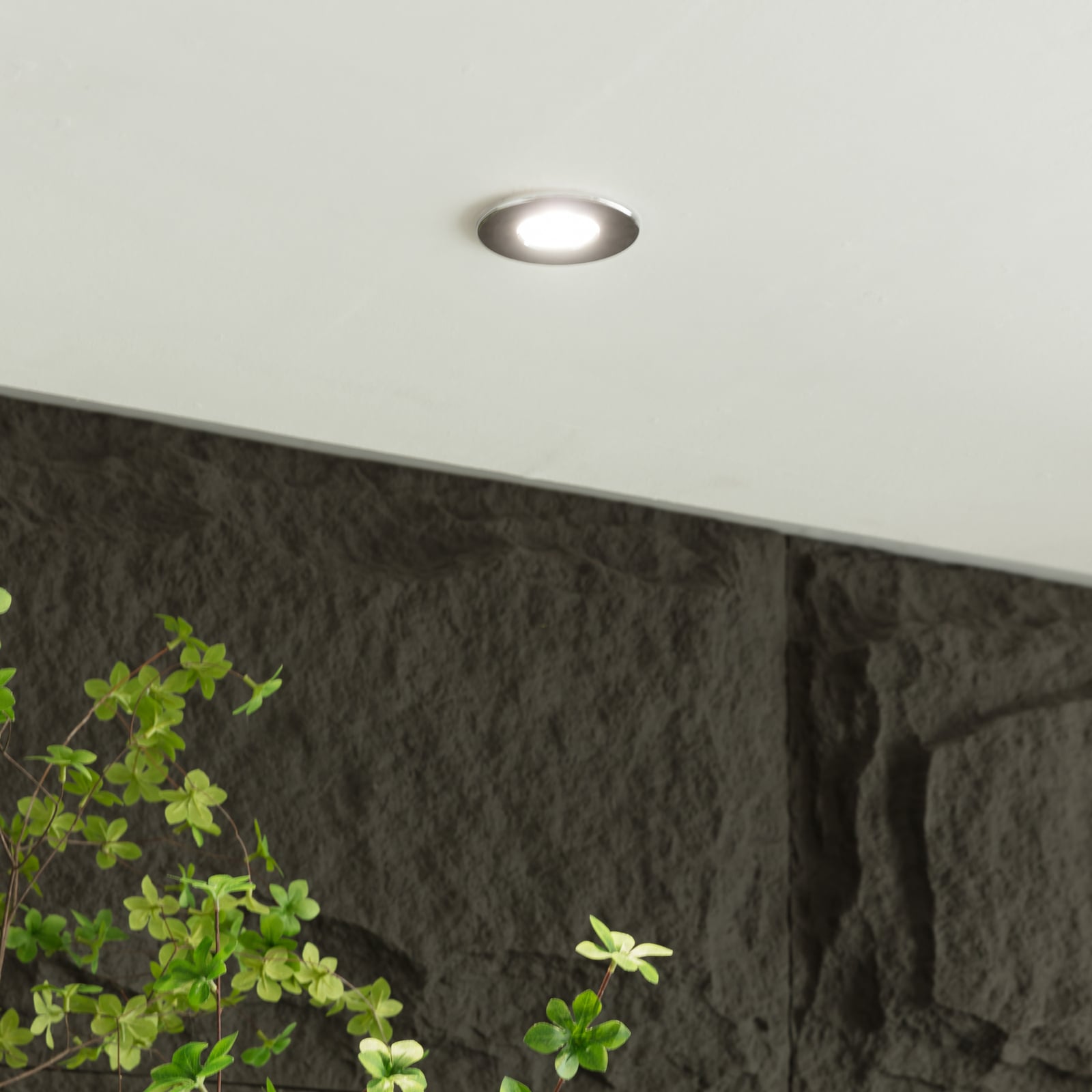 LED innbyggingsspot Elmon CCT dimbar krom IP65 8W forfra
