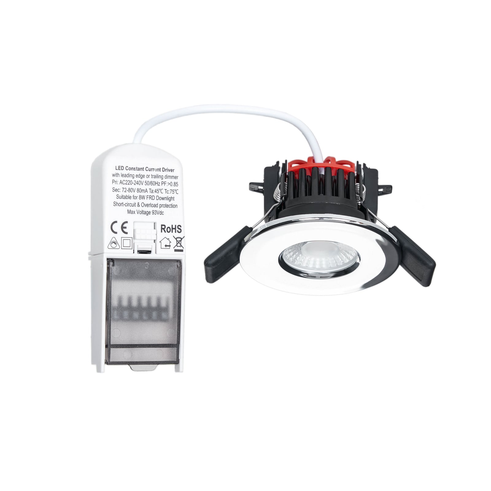 LED innbyggingsspot Elmon CCT dimbar krom IP65 8W sideprofil