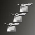 LED innbyggingsspot FQ 68 kvadratisk 3-pack rustfritt stål IP44 forfra
