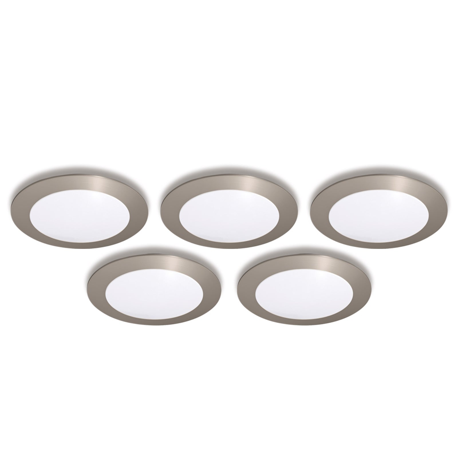 LED innbyggingsspot FR 68 5-pack varmhvit IP44 Ø7,5 cm forfra