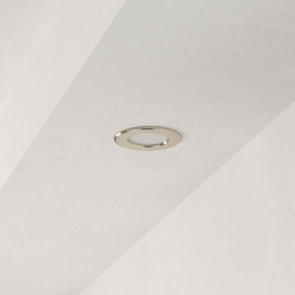 LED innbyggingsspot Fueva 6-Z dimbar 3-pk IP44 Ø8,8 cm grå forfra