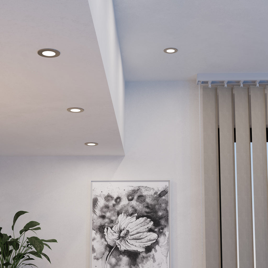 Detalj av LED innbyggingsspot Fueva 6-Z dimbar 3-pk IP44 Ø8,8 cm grå