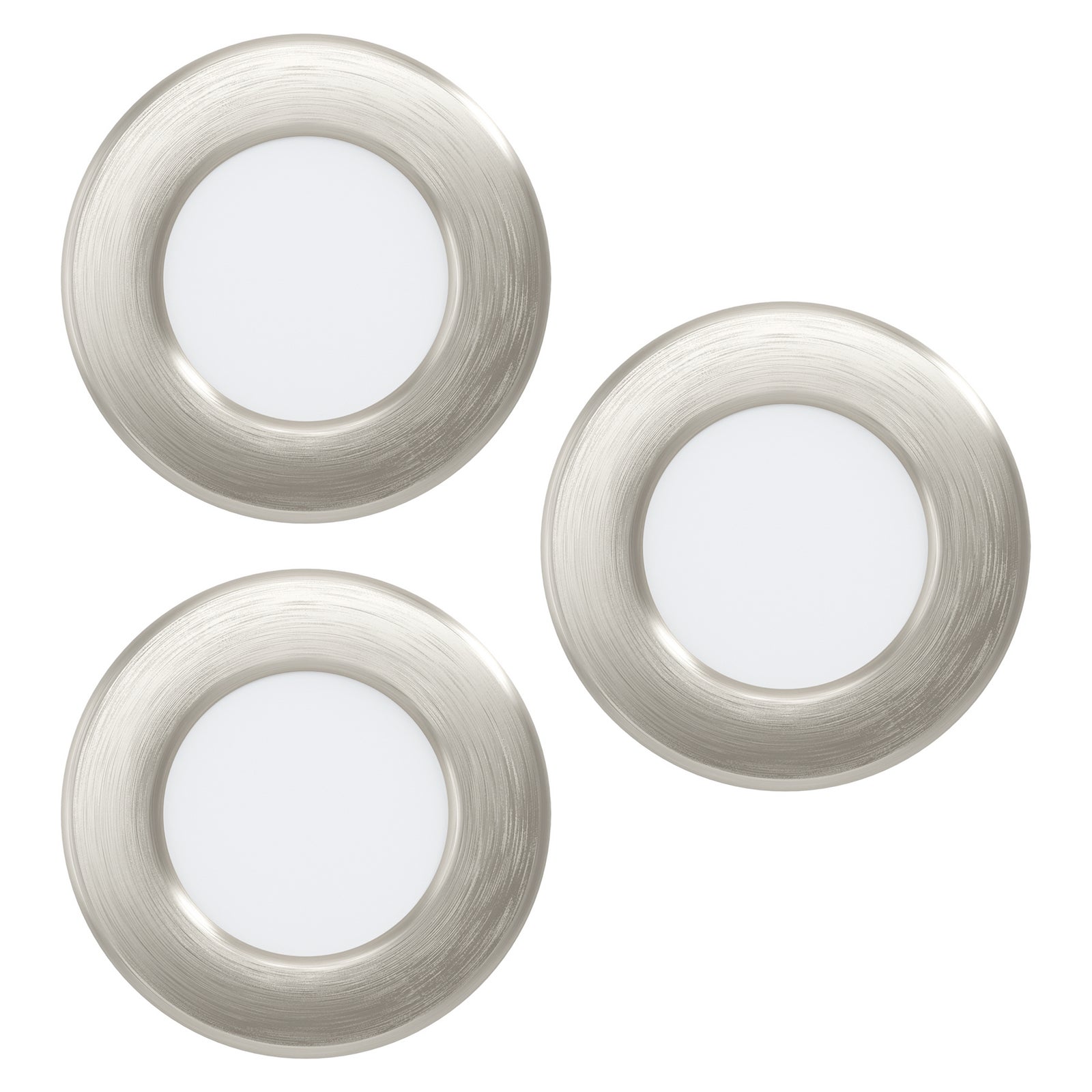 Nærbilde av LED innbyggingsspot Fueva 6-Z dimbar 3-pk IP44 Ø8,8 cm grå
