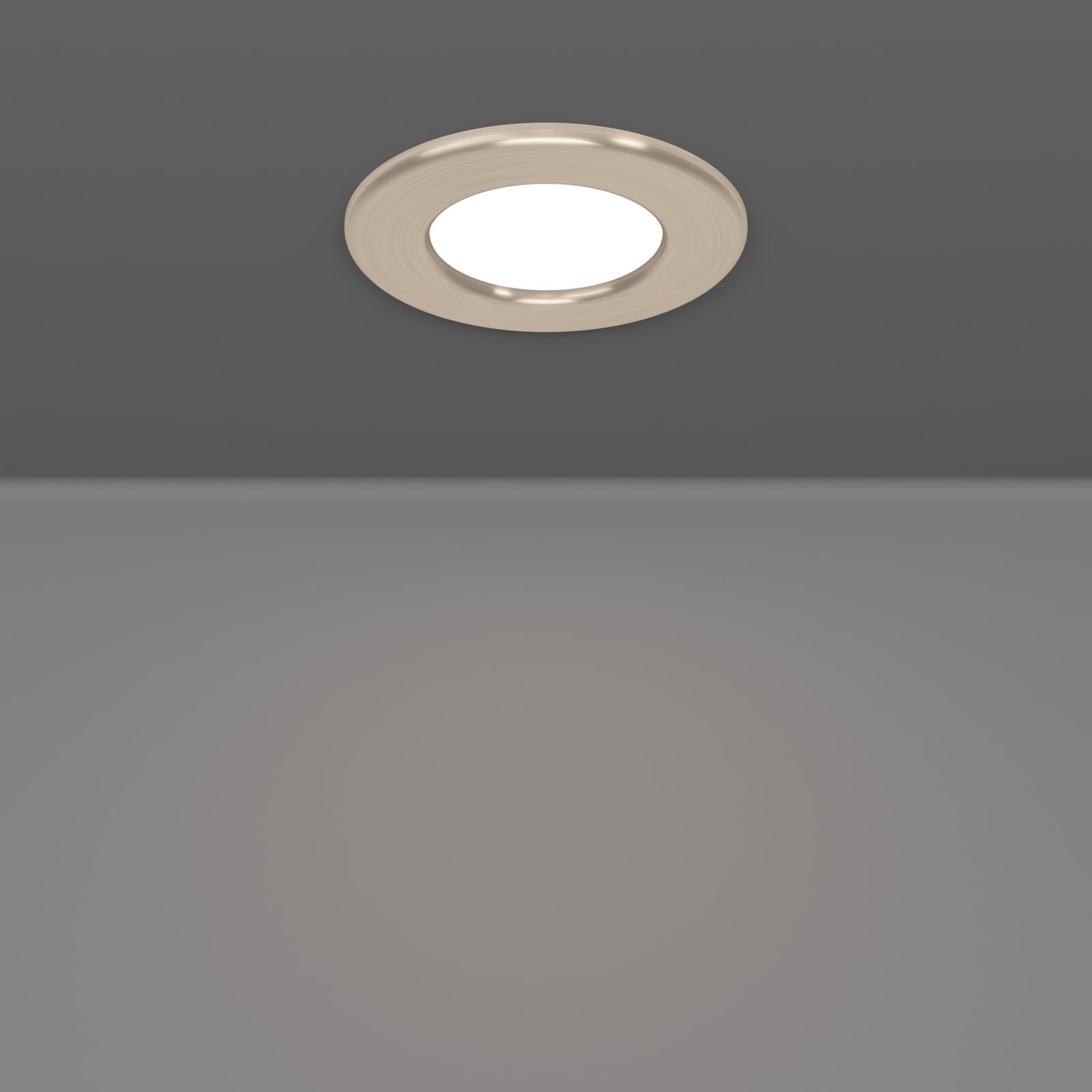 LED innbyggingsspot Fueva 6-Z dimbar 3-pk IP44 Ø8,8 cm grå i bruk