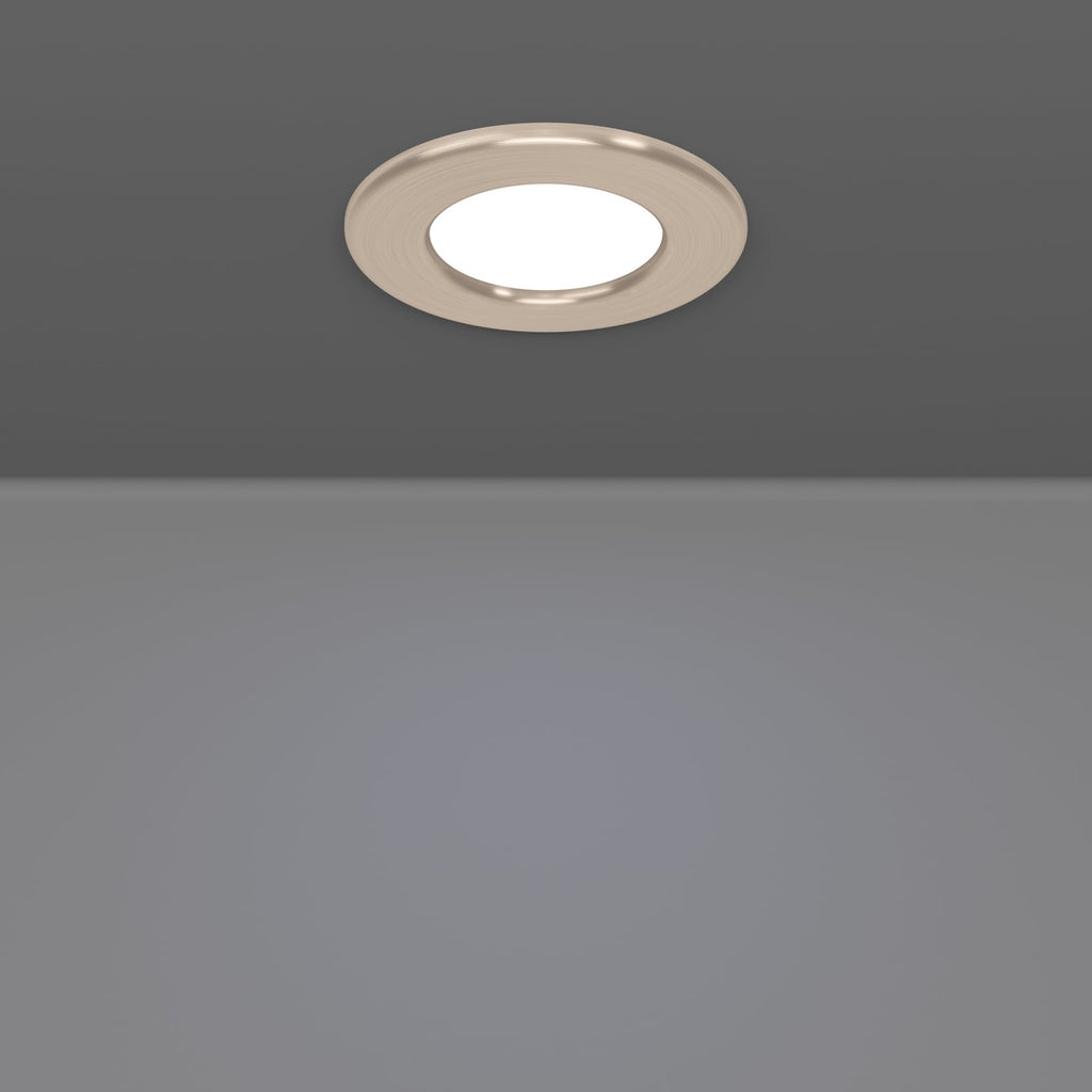 Sidevisning av LED innbyggingsspot Fueva 6-Z dimbar 3-pk IP44 Ø8,8 cm grå