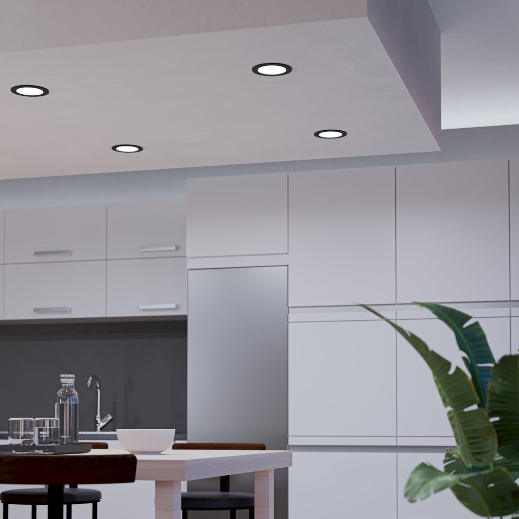 Bakside av LED innbyggingsspot Fueva 6-Z dimbar CCT IP44 svart Ø12 cm