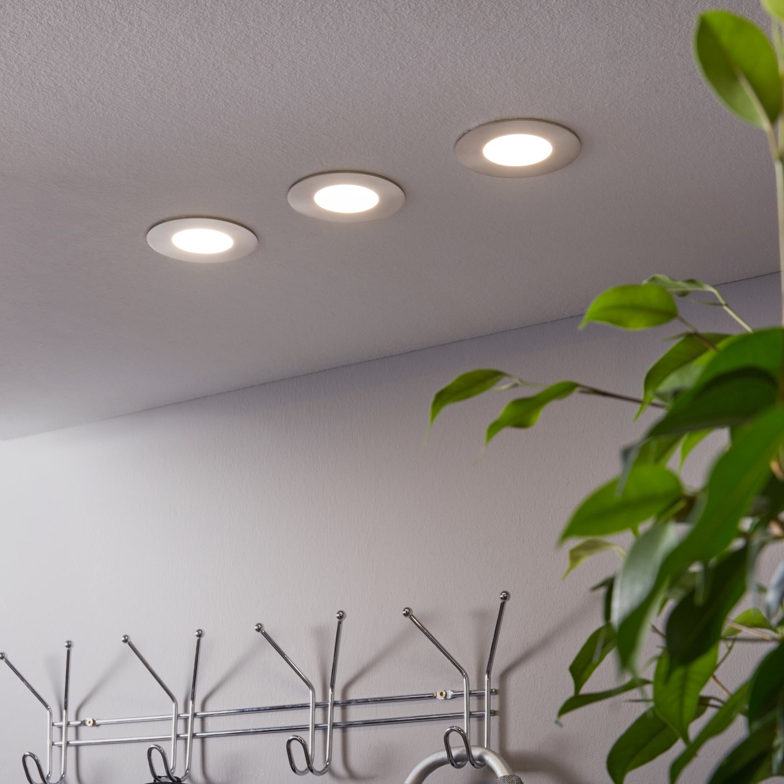 LED innbyggingsspot Fueva-C 3-pack RGBW dimbar Ø8,5 cm matt nikkel bakside