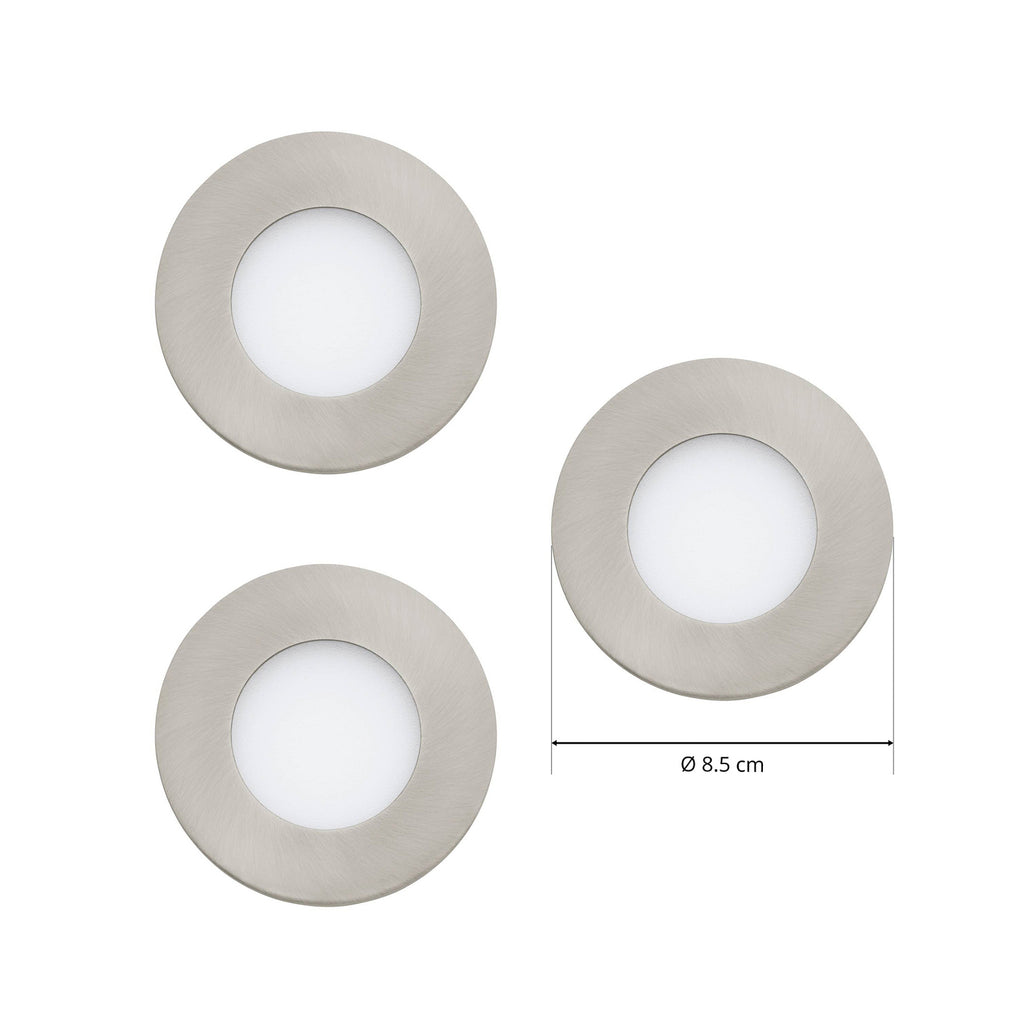 LED innbyggingsspot Fueva-C 3-pack RGBW dimbar Ø8,5 cm matt nikkel montert