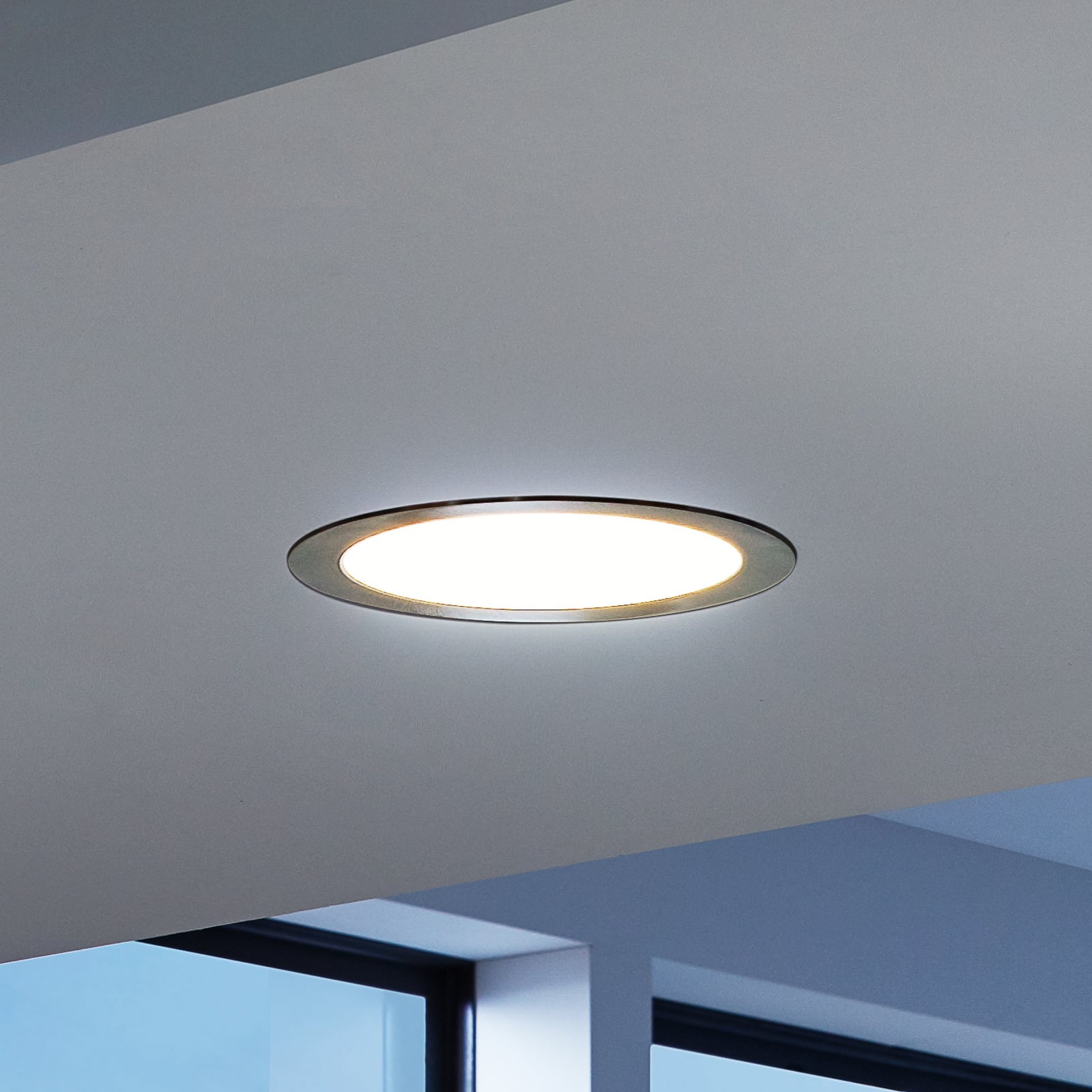 LED innbyggingsspot Fueva-C RGBW dimbar matt nikkel forfra
