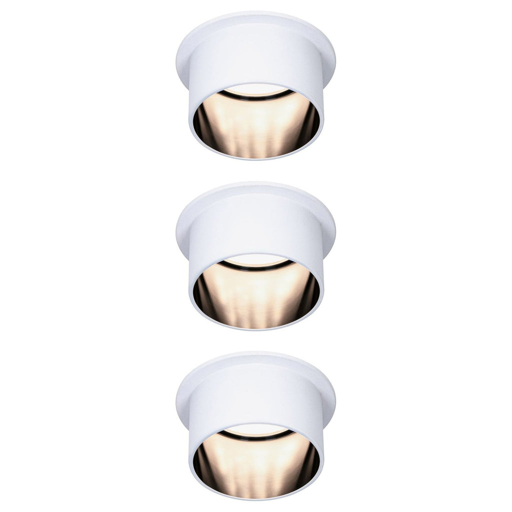 LED innbyggingsspot Gil 3-pack hvit/svart matt dimbar IP44 front