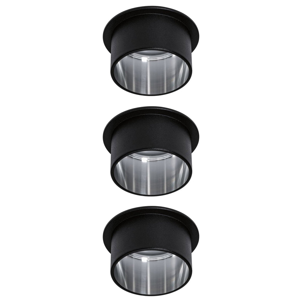 LED innbyggingsspot Gil 3-pack svart matt/stål dimbar IP44 bakside