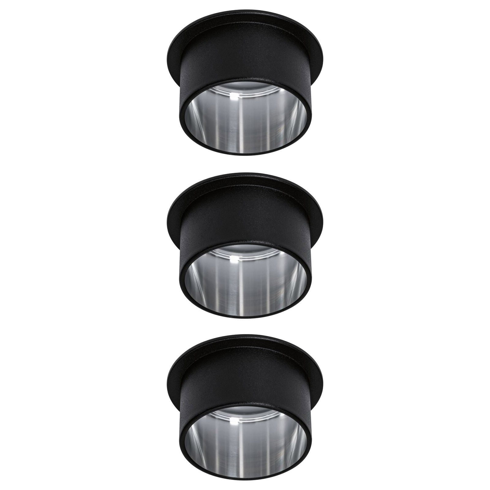 LED innbyggingsspot Gil 3-pack svart matt/stål dimbar IP44 bakside