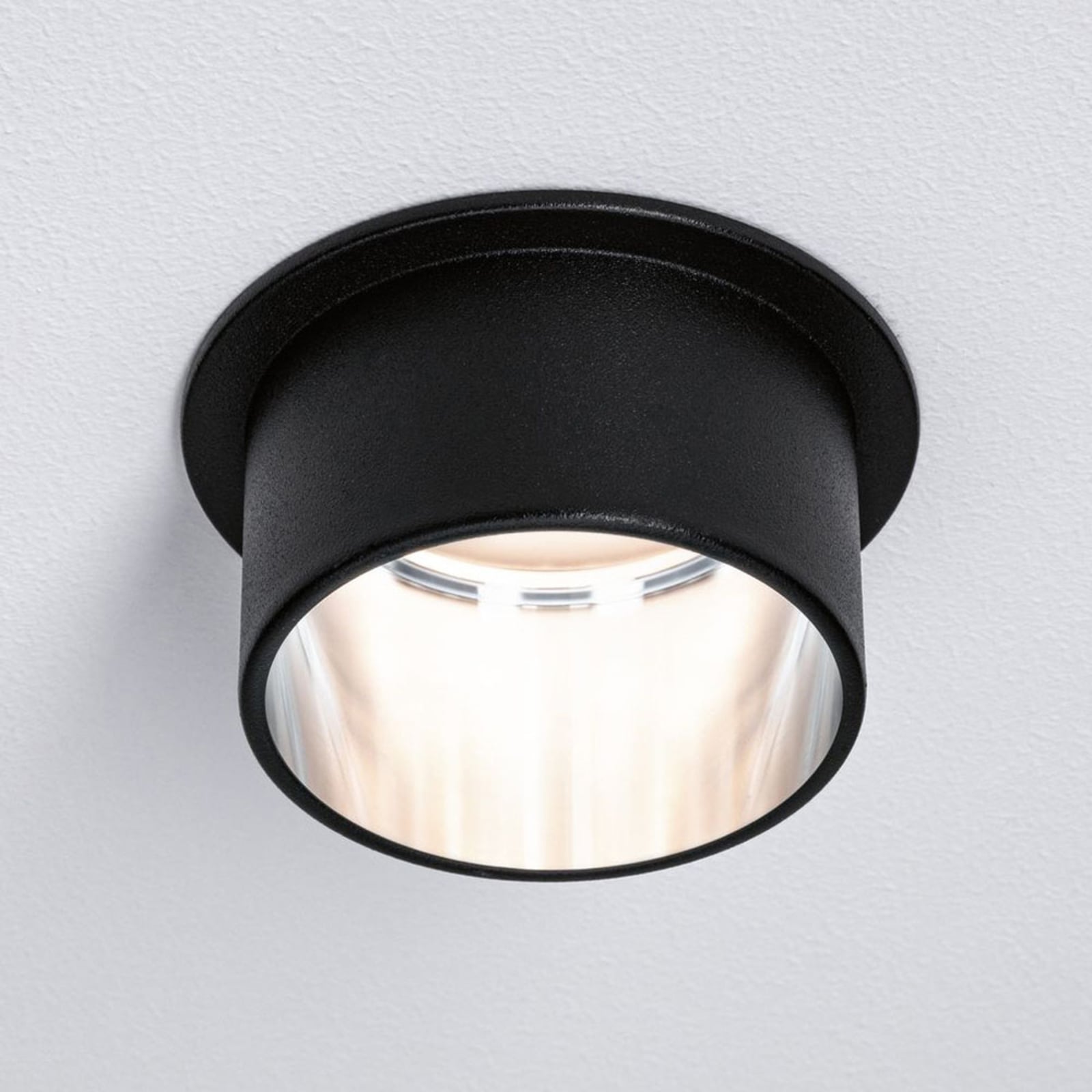 Montert LED innbyggingsspot Gil 3-pack svart matt/stål dimbar IP44