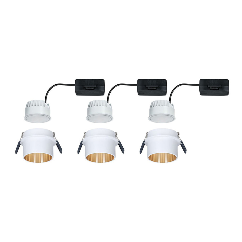 LED innbyggingsspot Gil dimbar 3-pk hvit matt/gull design
